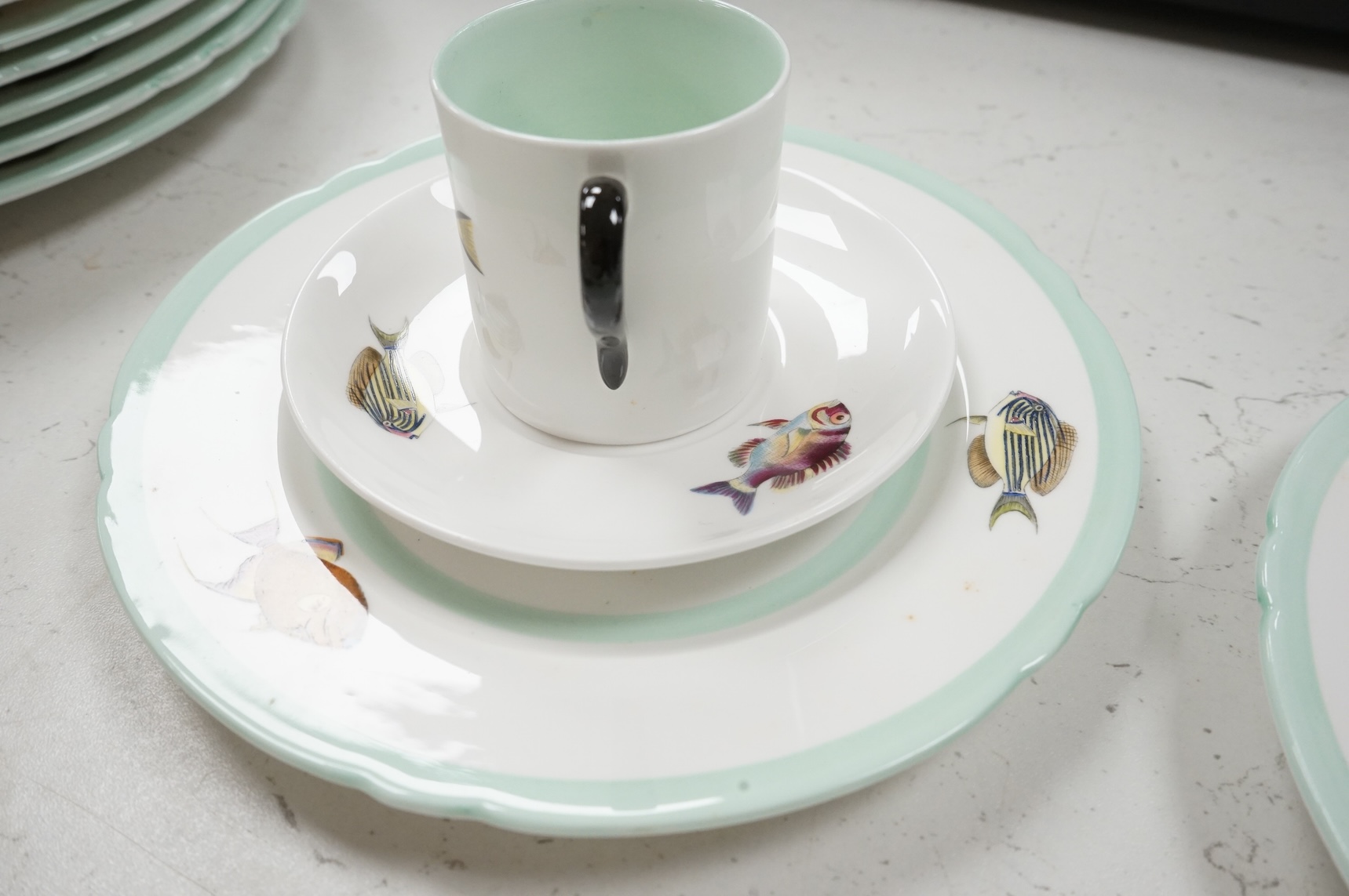 Shelley for the Rowland Ward Nairobi store, an exotic fish design part dinner and coffee service, original retail receipt
